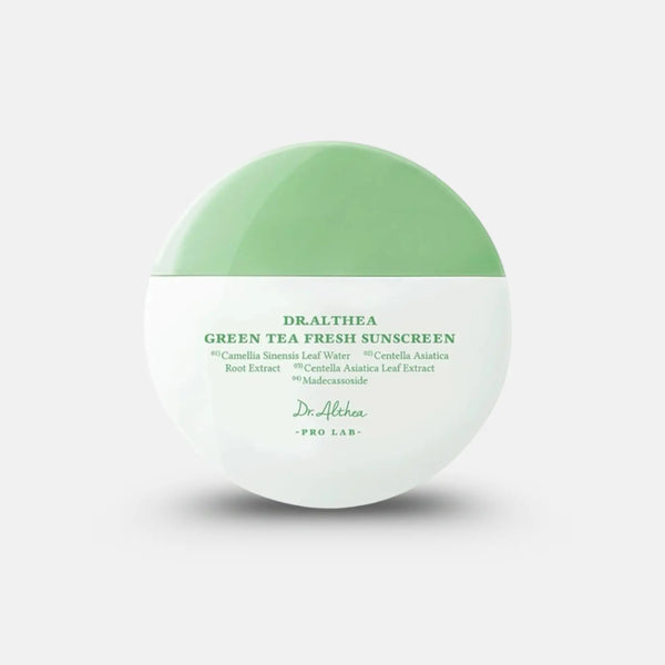 Dr. Althea Green Tea Fresh Sunscreen SPF50+ PA++++ bottle - lightweight sunscreen for sensitive skin - Beutista Kuwait